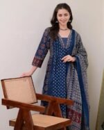 The Fashion Lend Women's Rayon Printed Anarkali Kurta and Pant with Dupatta Set - Image 4